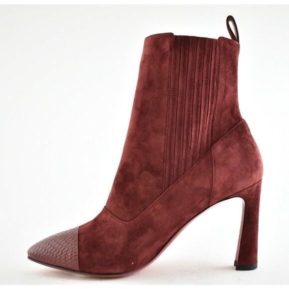 Christian Louboutin Me In The 90S 85 Tanin Red Suede Short Heel Ankle Boot 40.5 - Picture 6 of 8